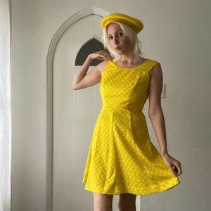 SOLD Julie Miller California Vintage 60/70s Yellow Polka Dot Mini Dress. XS/SM